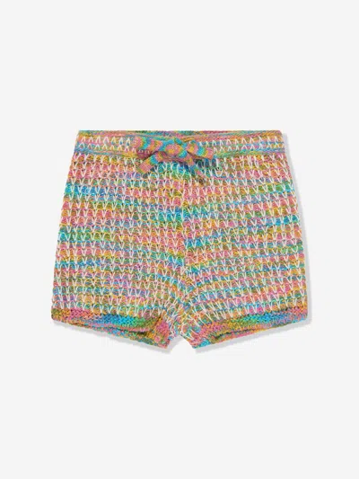 Shop Zimmermann Girls August Textured Knit Shorts In Multicoloured