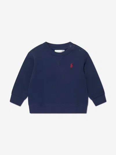 Shop Ralph Lauren Baby Boys Logo Sweatshirt In Blue
