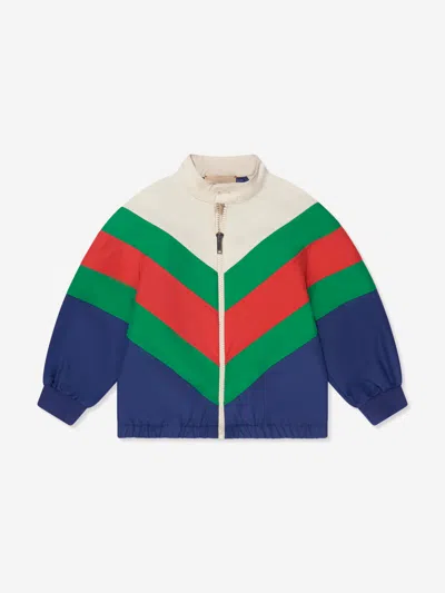 Shop Gucci Girls Chevron Zip Up Jacket In Multicoloured