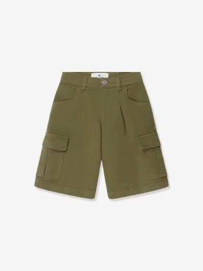 Shop Etro Boys Cargo Shorts In Green