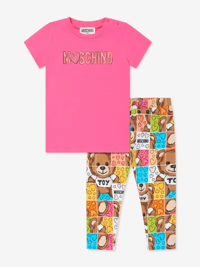 Shop Moschino Baby Girls T-shirt And Leggings Set In Pink