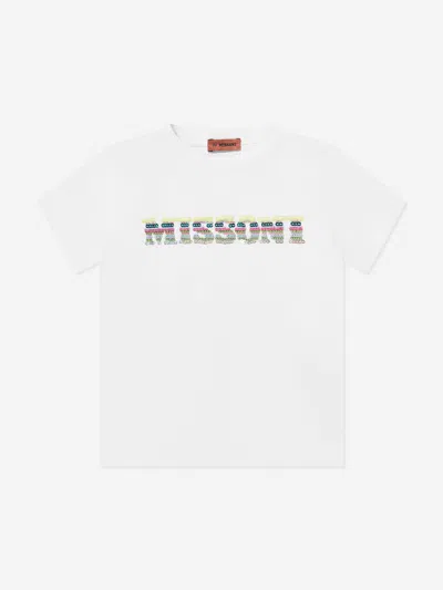 Shop Missoni Girls Logo T-shirt In White