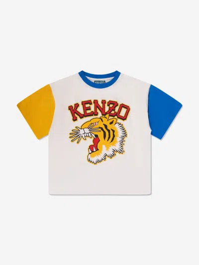 Shop Kenzo Boys Tiger Logo T-shirt In Ivory