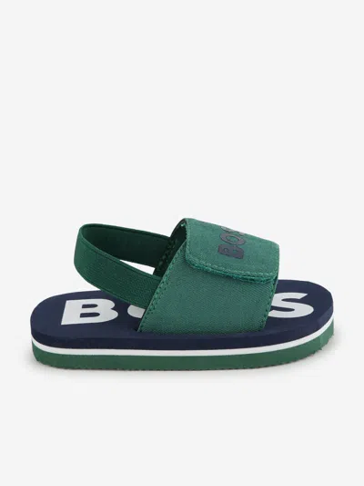Shop Hugo Boss Boys Logo Sandals In Green