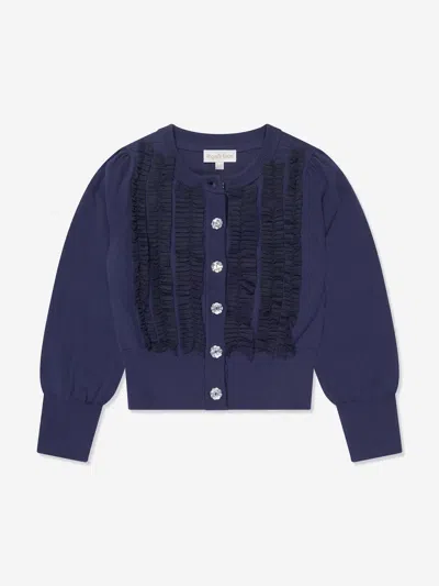 Shop Angel's Face Girls Izzy Tulle Ruffle Cardigan In Blue