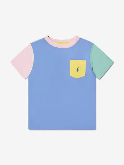 Shop Ralph Lauren Boys Colourblock T-shirt In Blue