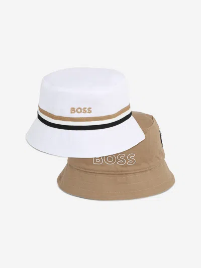 Shop Hugo Boss Baby Boys Reversible Bucket Hat In White