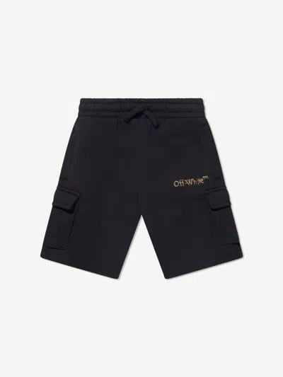 Shop Off-white Boys Logo Stretch Shorts In Black
