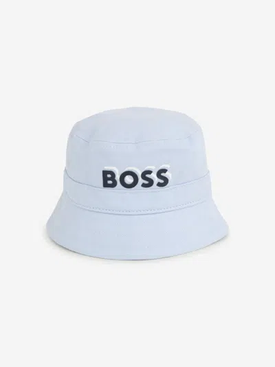 Shop Hugo Boss Baby Boys Logo Bucket Hat In Blue