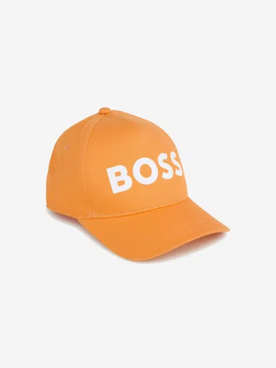 Shop Hugo Boss Boys Logo Print Cap In Orange