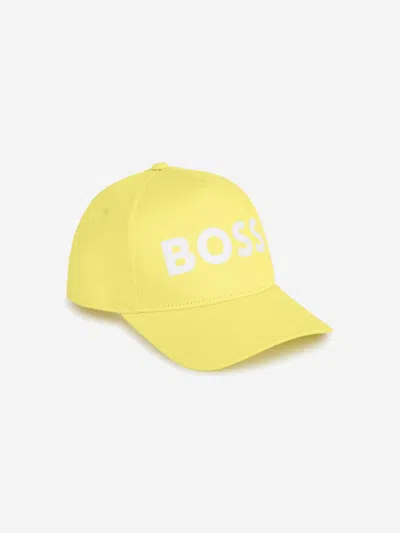 Shop Hugo Boss Boys Logo Print Cap In Yellow