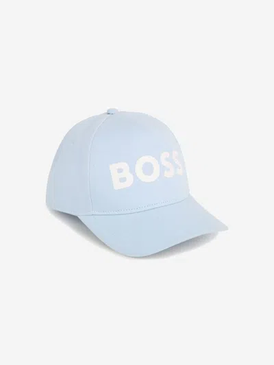 Shop Hugo Boss Boys Logo Print Cap In Blue