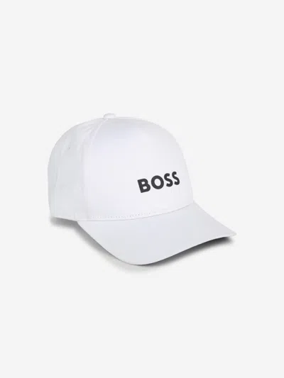 Shop Hugo Boss Boys Logo Print Cap In White