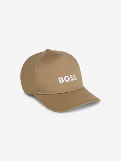 Shop Hugo Boss Boys Logo Print Cap In Beige