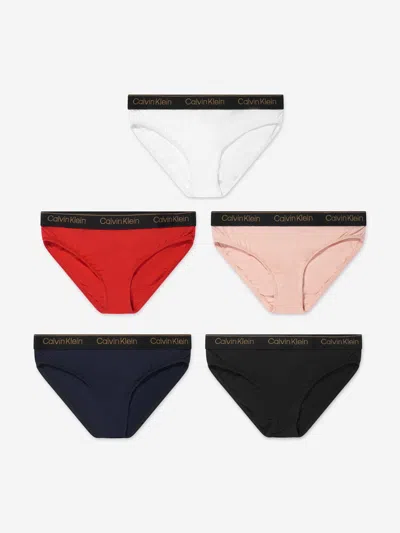 Shop Calvin Klein Underwear Girls 5 Pack Bikini Briefs Set In Red