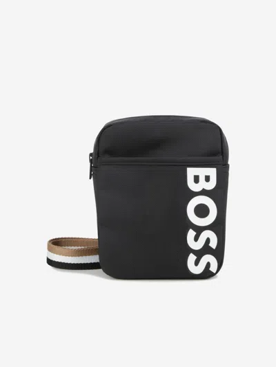 Shop Hugo Boss Boys Logo Messenger Bag In Black