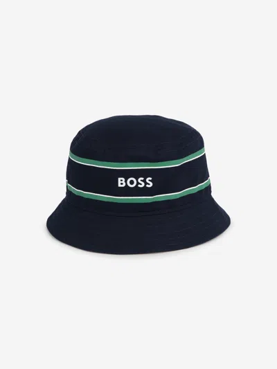 Shop Hugo Boss Baby Boys Logo Bucket Hat In Blue