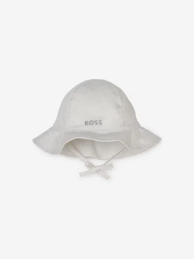 Shop Hugo Boss Baby Girls Reversible Hat In White