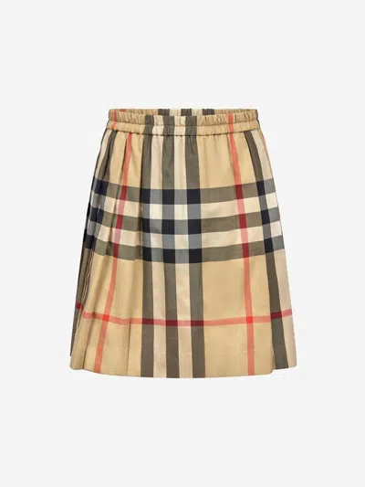Shop Burberry Girls Check Cotton Skirt 3 Yrs Beige