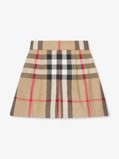 Shop Burberry Girls Anjelica Check Skirt In Beige