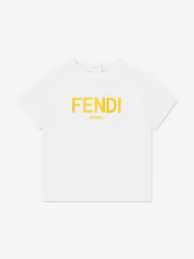 Shop Fendi Baby Logo T-shirt In White