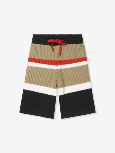 Shop Burberry Boys Jaimie Stripe Shorts In Beige