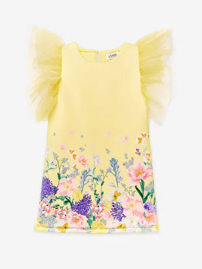 Shop Iame Girls Floral Print T-shirt Dress In Yellow
