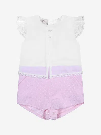 Shop Paz Rodriguez Baby Girls Romper - White & Cotton Romper 12 Mths Pink