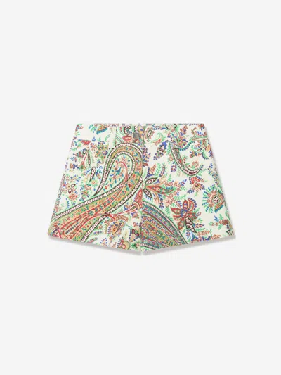 Shop Etro Girls Floral Paisley Shorts In Multicoloured