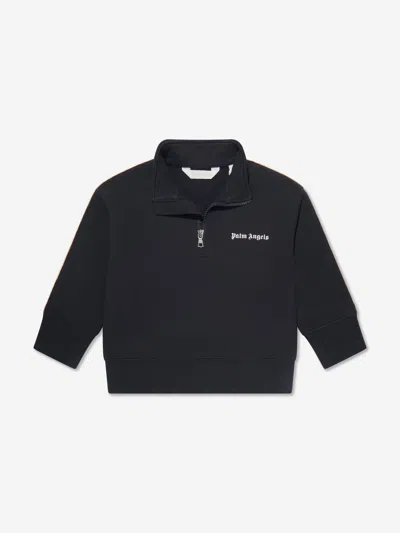 Shop Palm Angels Boys Track Half Zip Sweatshirt In Black