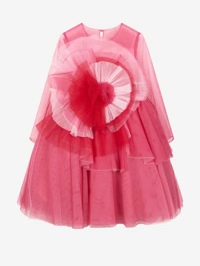 Shop Marchesa Girls Volant Tulle Gown In Pink