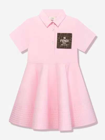 Shop Fendi Girls Ff Logo Shirt Dress In Pink