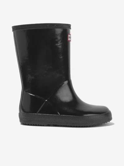 Hunter Kids First Classic Gloss Wellies Eu 33 Uk 1 Black In Black