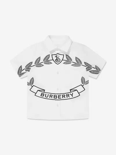 Shop Burberry Boys Owen Crest Shirt In White