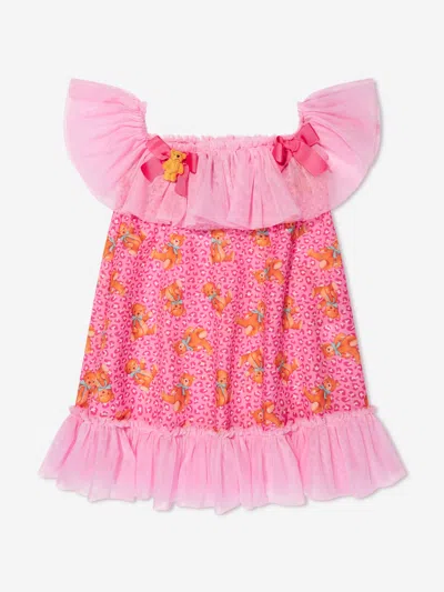 Shop Selini Action Girls Teddy Bear Beach Dress In Pink