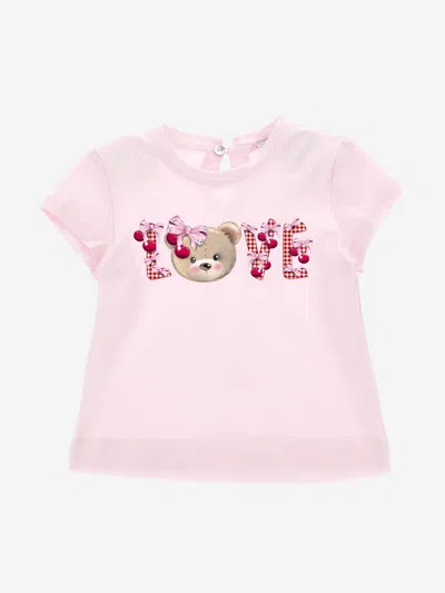 Shop Monnalisa Baby Girls Love Teddy T-shirt In Pink