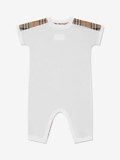 Shop Burberry Baby Lennox Romper Set In White