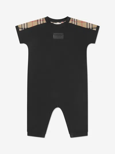 Shop Burberry Baby Lennox Romper Set In Black
