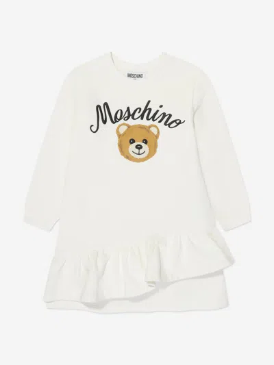 Shop Moschino Girls Teddy Bear Sweater Dress In Ivory
