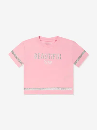 Shop Guess Girls Beautiful Print T-shirt In Pink