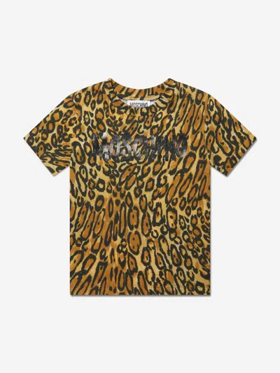 Shop Moschino Boys Leopard Print T-shirt In Brown