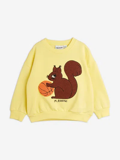 Shop Mini Rodini Kids Squirrel Chenille Embroidered Sweatshirt In Yellow