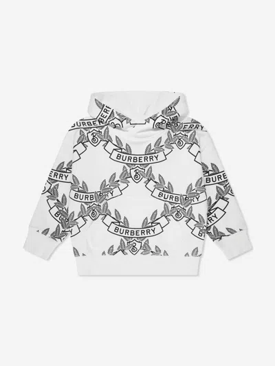 Shop Burberry Boys Talbot Crest Hoodie In White