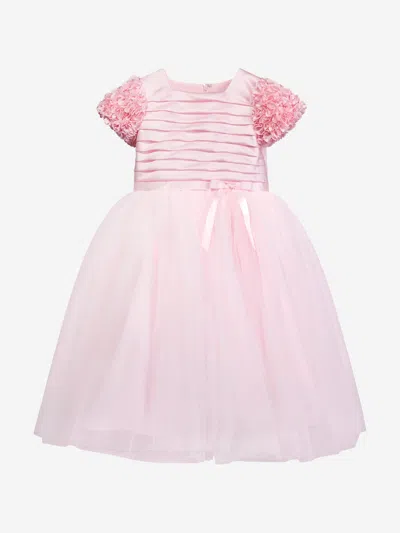 Sarah Louise Pleated Ruffled Belted Gown Dress In Pink