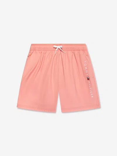 Shop Tommy Hilfiger Boys Medium Drawstring Swim Shorts In Pink