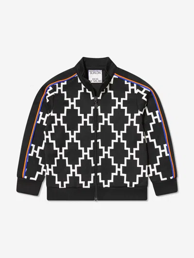 Marcelo Burlon County Of Milan Boys Cross Piping Track Zip Up Top 8 Yrs Black In Black