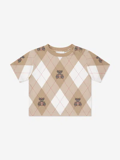 Shop Burberry Baby Cedar Bear T-shirt In Beige