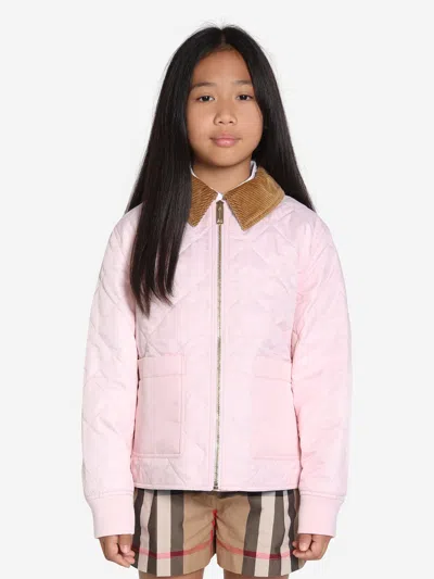 Shop Burberry Girls Otis Quilted Coat In Pink