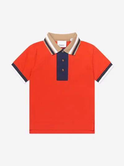 Shop Burberry Boys Douglas College Polo Shirt In Red