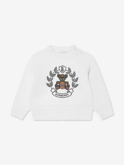 Shop Burberry Baby Boys Crest Bear Sweatshirt In White